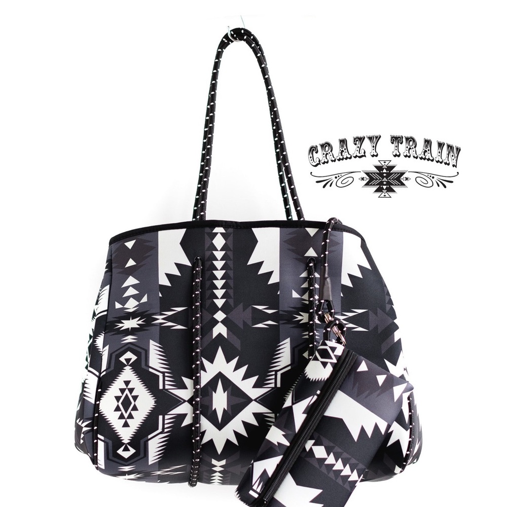 Tote - black/white Aztec